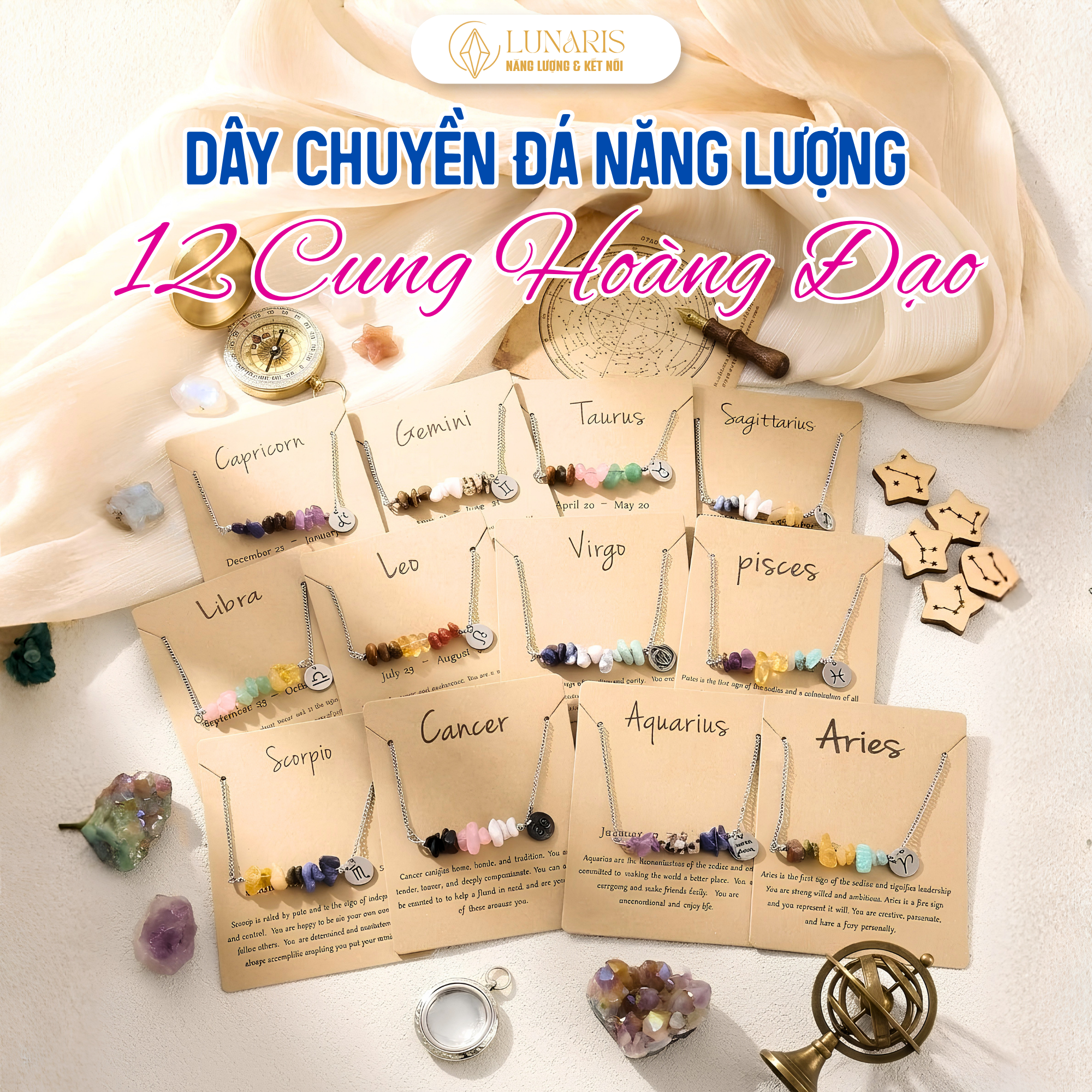 Dây Chuyền Đá 12 Cung Hoàng Đạo