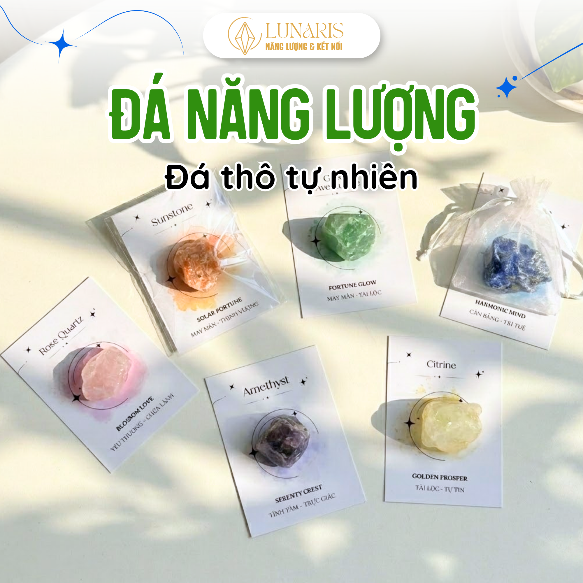 Đá Năng Lượng Tự Nhiên Kèm Card
