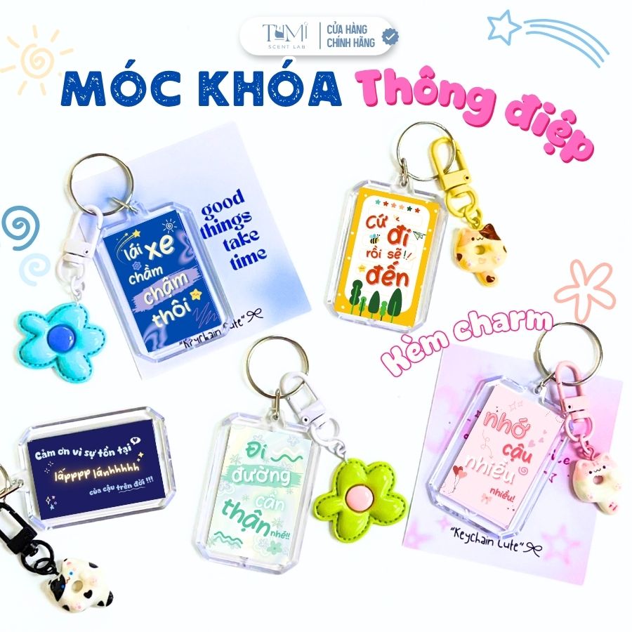 Móc Khóa Thông Điệp Kèm Charm Dễ Thương