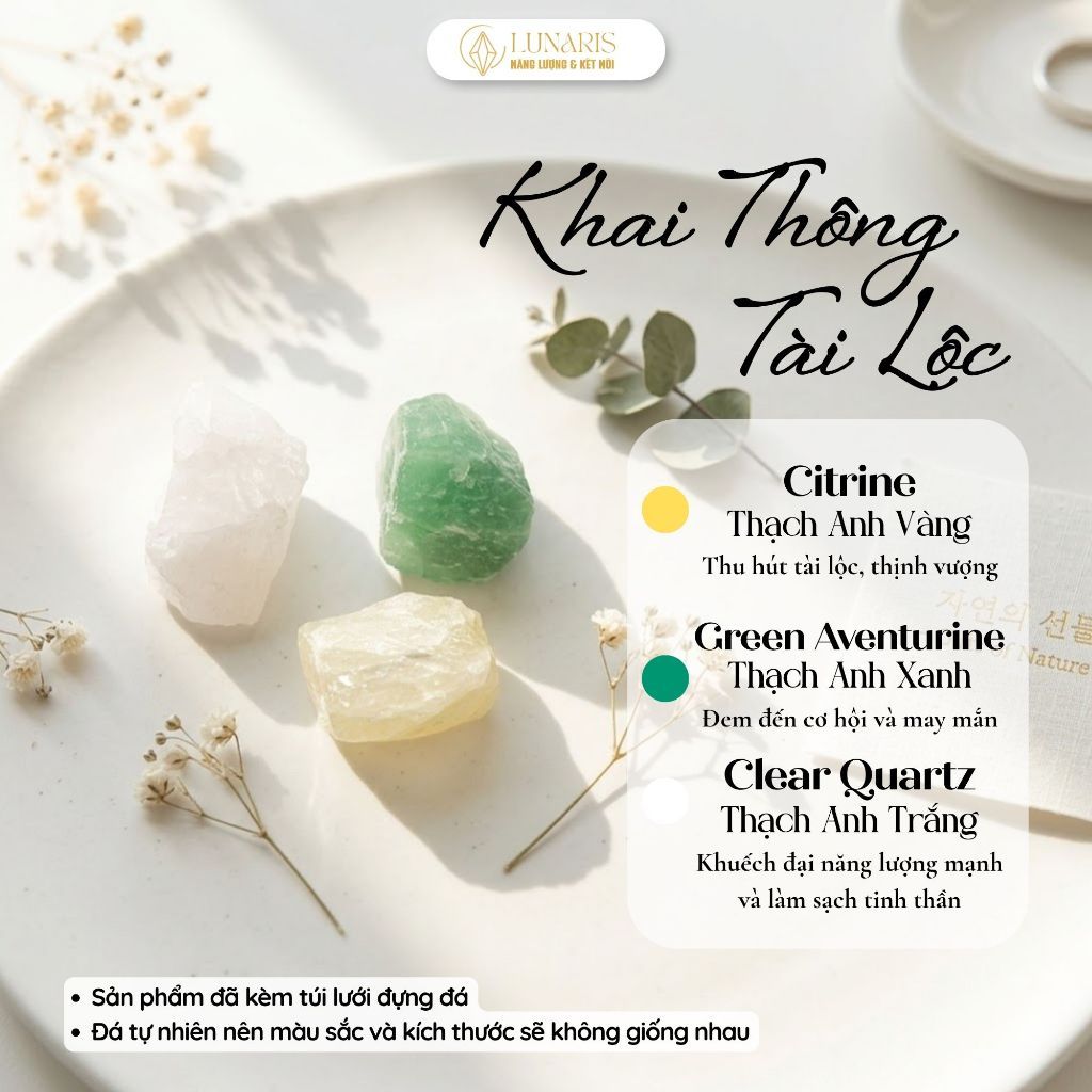Túi Đá Năng Lượng Mix Đá Phong Thủy Mang Đến Sự May Mắn, Hỗ Trợ Tình Duyên, Tài Lộc