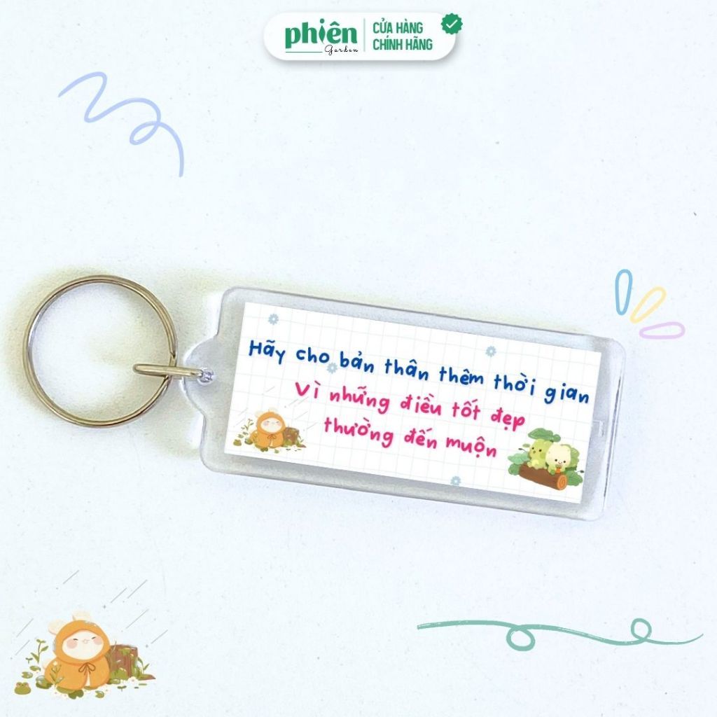 Móc Khóa Thông Điệp Chữ Nhật, Lời Nhắn Hai Mặt, Quà Tặng Ý Nghĩa Treo Balo Phụ Kiện