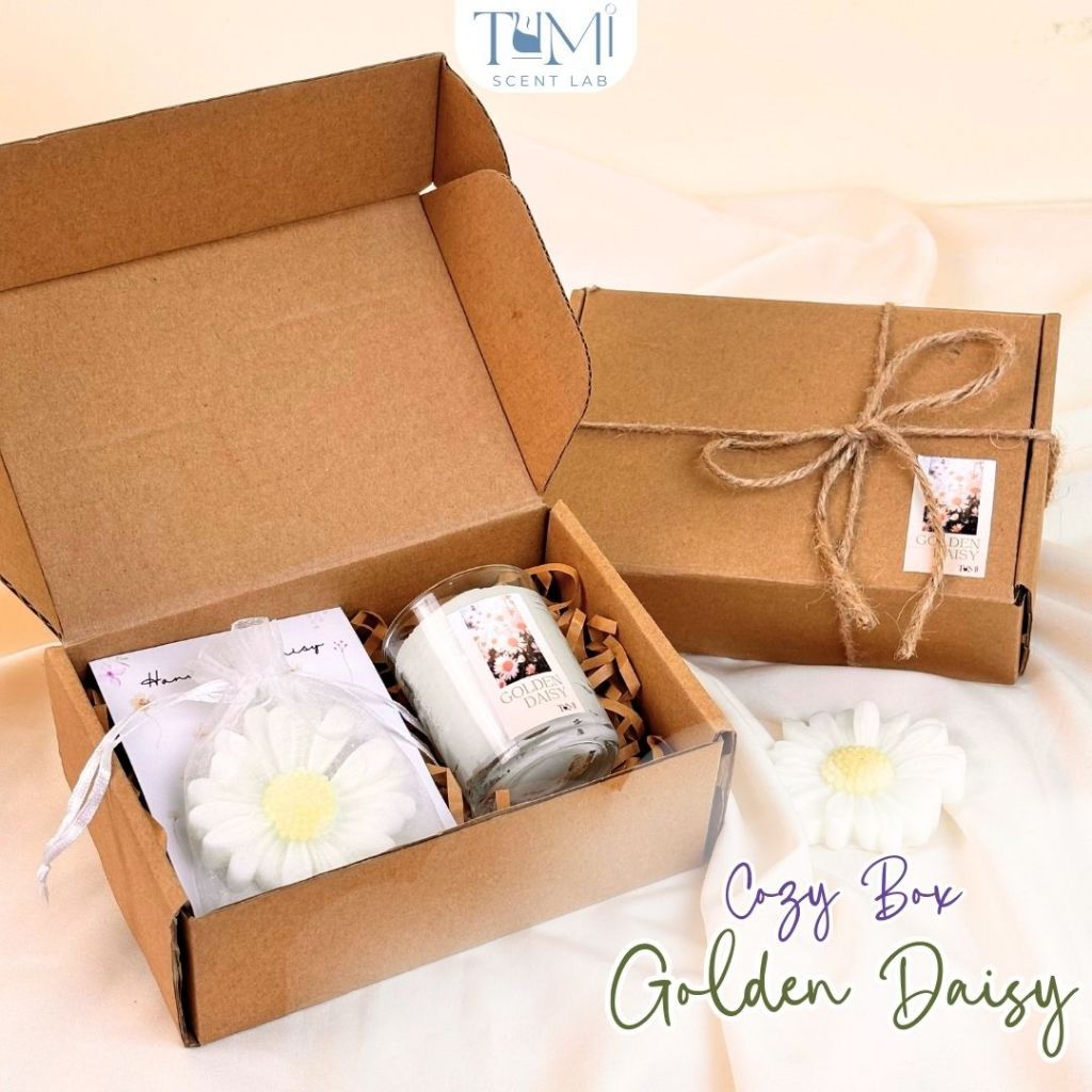 Hộp Quà Nến Thơm Kèm Sáp Hoa Cúc, Sáp Thơm Handmade Tặng Bạn Bè, Người Yêu, Sinh Nhật, Noel