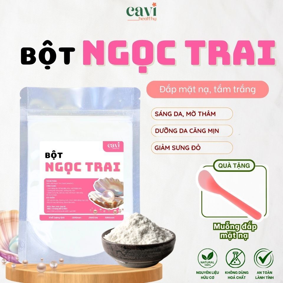 Bột Ngọc Trai Nguyên Chất, Đắp Mặt Nạ, Ủ Trắng, Sáng Da, Mờ Thâm, Dưỡng Da Căng Mịn, 100gr