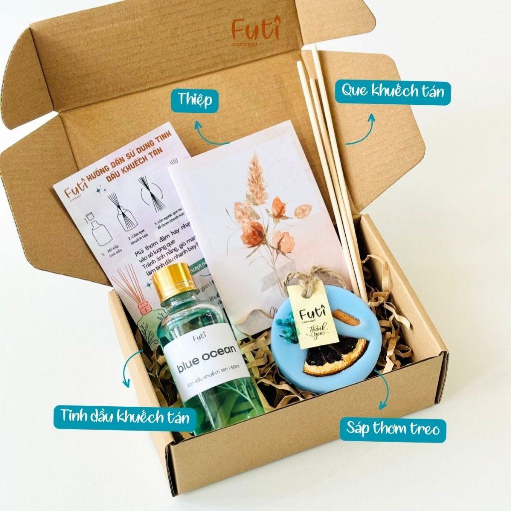 Hộp Quà Tặng Khuếch Tán Và Sáp Thơm – Set Quà Tinh Dầu Nước Hoa, Dùng Dịp Đặc Biệt
