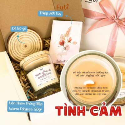 Hộp Quà Nến Thơm Thông Điệp Theo Yêu Cầu, Nến Thơm Thông Điệp Ẩn Bấc Gỗ, Tặng Người Yêu, Bạn Bè, Người Thân