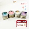 Combo 4 Nến Thơm Tặng Đế Lót Gỗ, Thiệp Handmade - Nến Mini Cốc Xi Măng Vintage