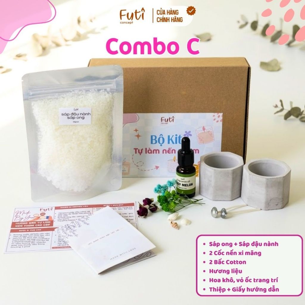 Bộ Kit Tự Làm Nến Thơm – Set DIY Đầy Đủ Nguyên Liệu, Dễ Làm, Dùng Handmade Tại Nhà