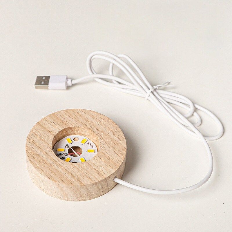 Đế Đèn Led Gỗ Trang Trí, Đế Trưng Bày Có Đèn, Decor Bàn Học, Đèn Ngủ